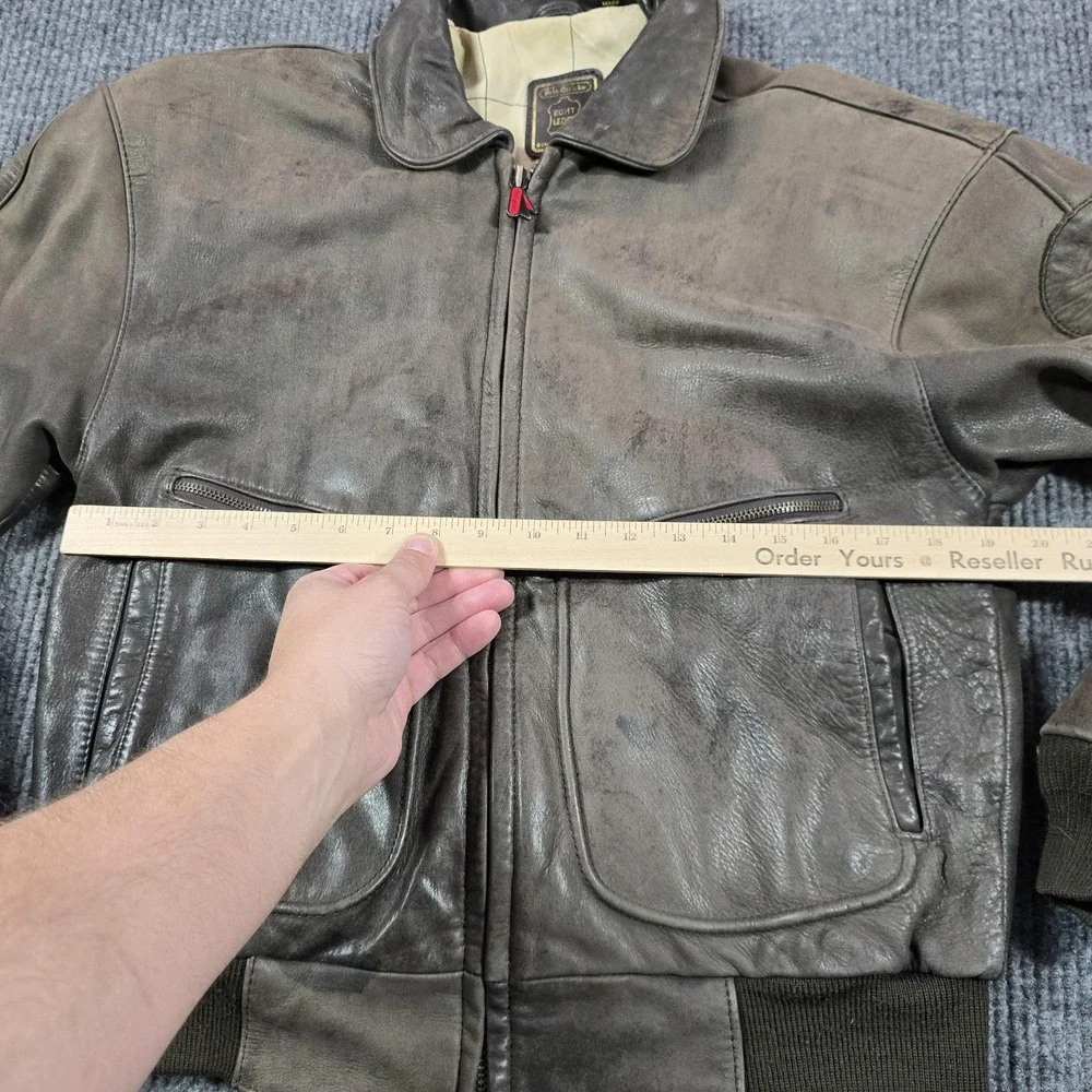 Hein Gericke‎ Jacket Mens 38 Brown Leather Bomber Map Lining Biker Flight Moto